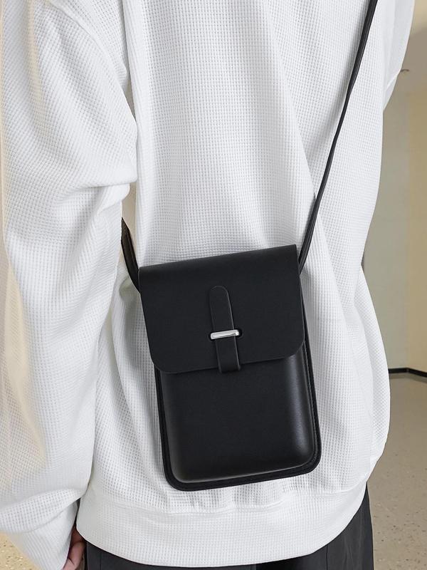 Men's Casual Plain Pu Leather Crossbody Bag,  Simple Style Buckle Shoulder Bag for Travel, Daily Use 0
