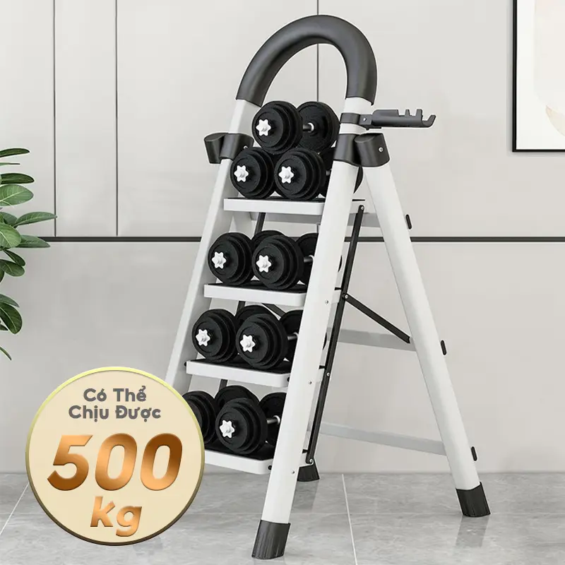 Decroom Thang gấp thép carbon, thang cuốn dụng cụ, 3-7 tầng, chịu lực 500kg, đóng gói gia cố chịu lực, thang gấp gia đình, Dễ dàng di động. 7