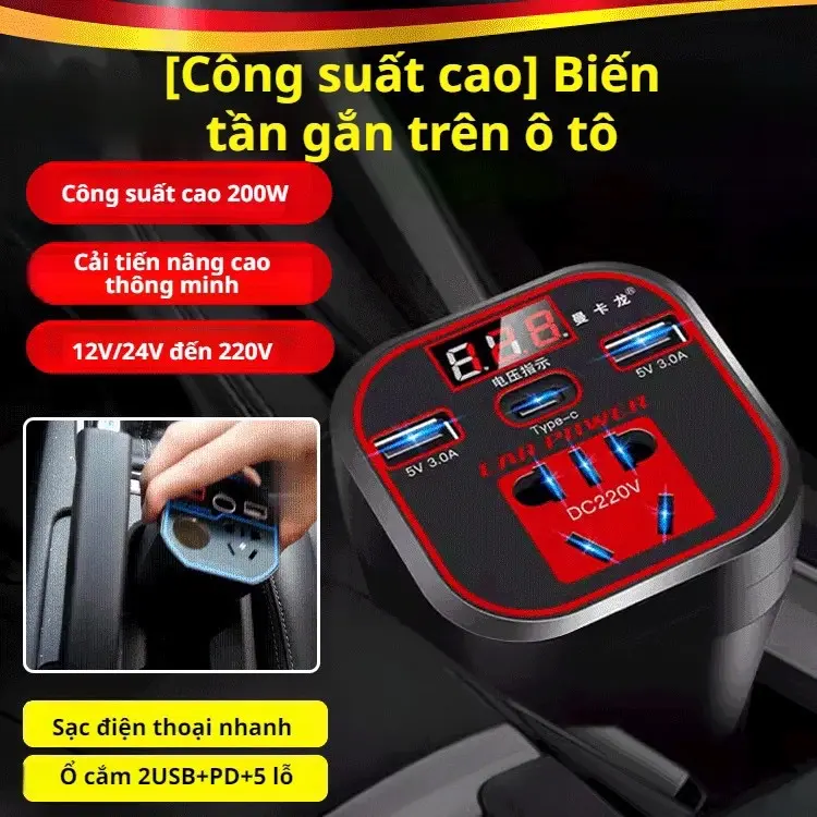 Bộ sạc ô tô công suất cao ổ cắm chuyển đổi công suất cao ô tô ô tô đầu ra xe tải sạc đặc biệt Phụ Kiện Phụ Tùng 3