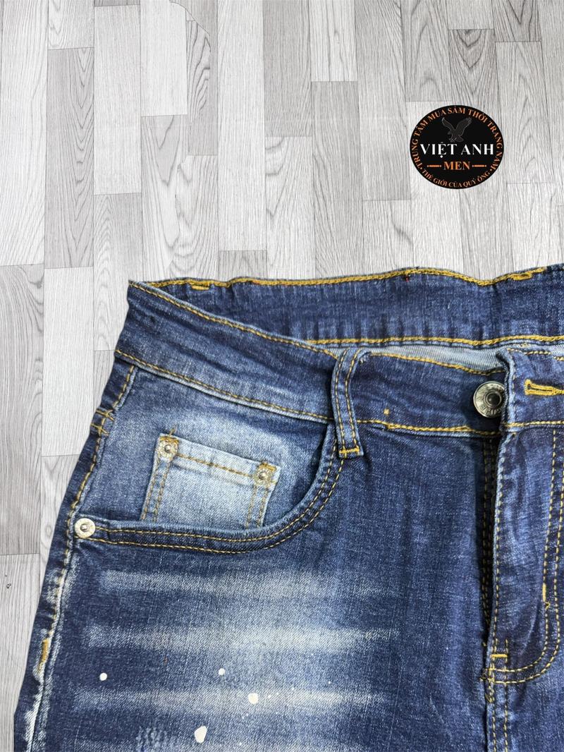 Product Introduction of Shopvietanhq9 - Quần Jeans Short Xanh Đậm nam 2 đáy (534) big size quần Super vẩy sơn, rách, vải giãn, quần ds khuyết tật Hót new Men - 3.3 Menswear 30