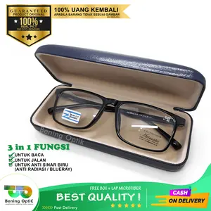kacamata PLUS 3 in 1, DOUBLE FOKUS, BISA untuk Baca dan Jalan + Antiradiasi HP,leptop dll (BONUS KOTAK + LAP standar optic) Kacamata Plus / Kacamata Rabun Dekat / Kacamata Baca dan jalan Pria Wanita   / Unisex / Termurah Dan Terbaru / COD