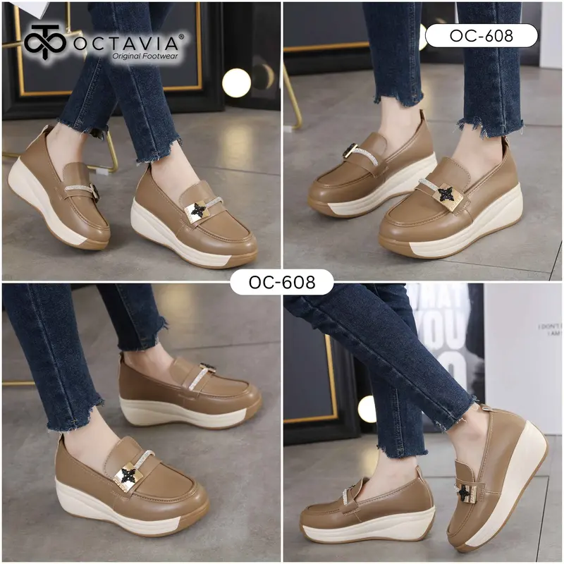 [ORIGINAL] OCTAVIA Sepatu Sneakers Casual Highsole Wedges Wanita #OC-608 7