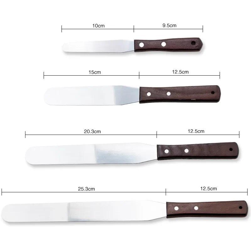 Product Introduction of Stainless Steel Spatula with Wood Handle 4 6 8 10 Inch Spatula Cake Decorating Tools Cream Knife for Cake Butter Smoother Icing 3