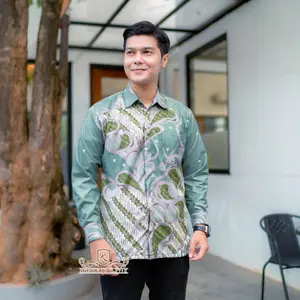 Baju Batik Pria Terbaru Hijau Sage Lengan Panjang Baju Batik Sage Viral
