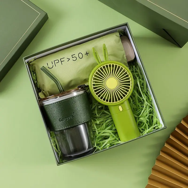[Thoughtful Gift] Creative 38 Women's Day Gift Practical Cup Fan Umbrella Business Gift Set Wedding Favor for Groomsman