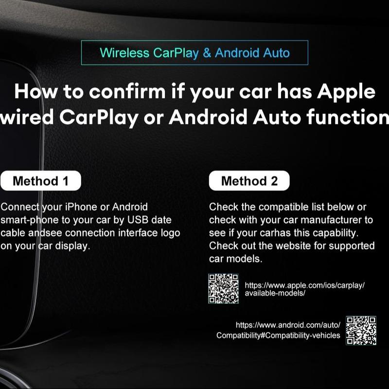 Wireless Car Adapter, Wired to Wireless Car Adapter, Automatic Connect Adapter, Plug and Play Mini Box Compatible with 99% Cars 2