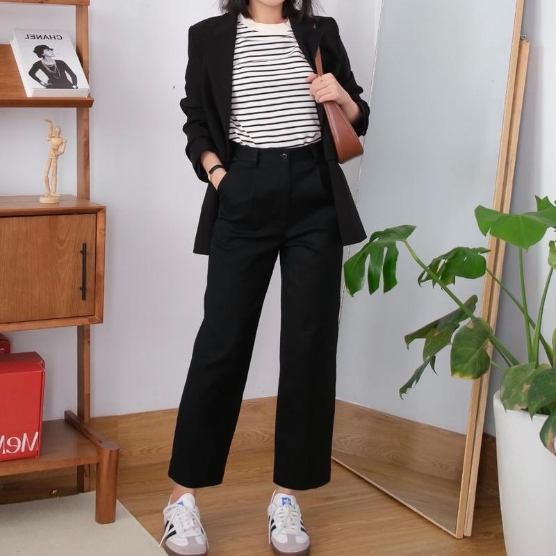 Quần kaki ống suông basic 90cm Pants Nữ Women 2