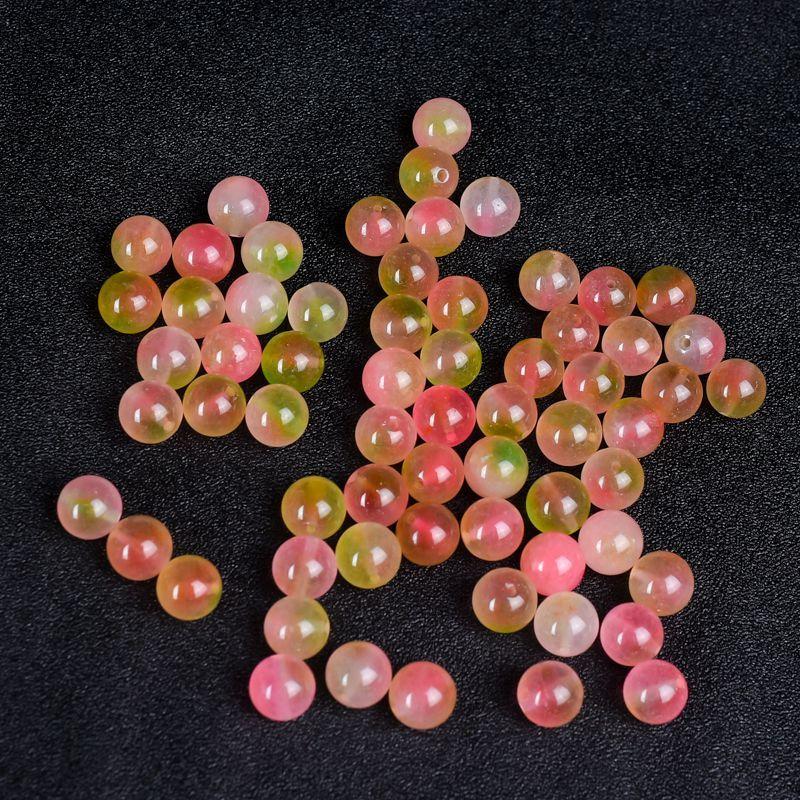 Product Introduction of Peach Tourmaline Jade Beads Agate Peach Blossom Jade Beads Round Beads DIY Handmade Bracelet Necklace Sweater Chain 10