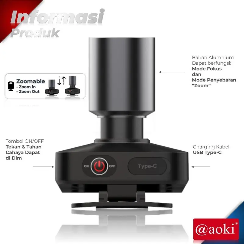 AOKI SENTER KEPALA LED ZOOM AK-3685A & AK-3686K 60W / CAHAYA SUPER TERANG / JARAK JAUH LASER / @AOKI HEAD LAMP ZOOM CAHAYA PUTIH & KUNING / SENTER KEPALA / SENTER KEPALA AOKI / SENTER KEPALA LED TERANG / SENTER KEPALA ZOOM / SENTER KEPALA CAHAYA PUTIH 3