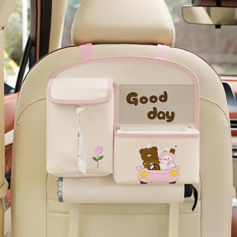 Product Introduction of Cartoon Pattern Car Seat Back Storage Bag, Multifunctional Car Seat Back Organizer, Car Interior Accessories for Car Stowing & Tidying 5