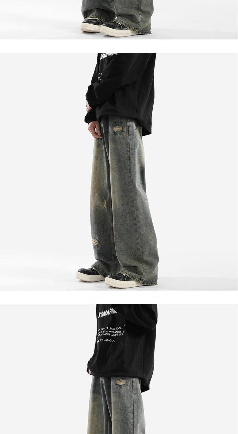 Product Introduction of 2025[4530 People Collection] Ripped Washed Jeans Men's Summer Thin American Retro High Street Fashion Brand Youth Loose Straight Pants 9