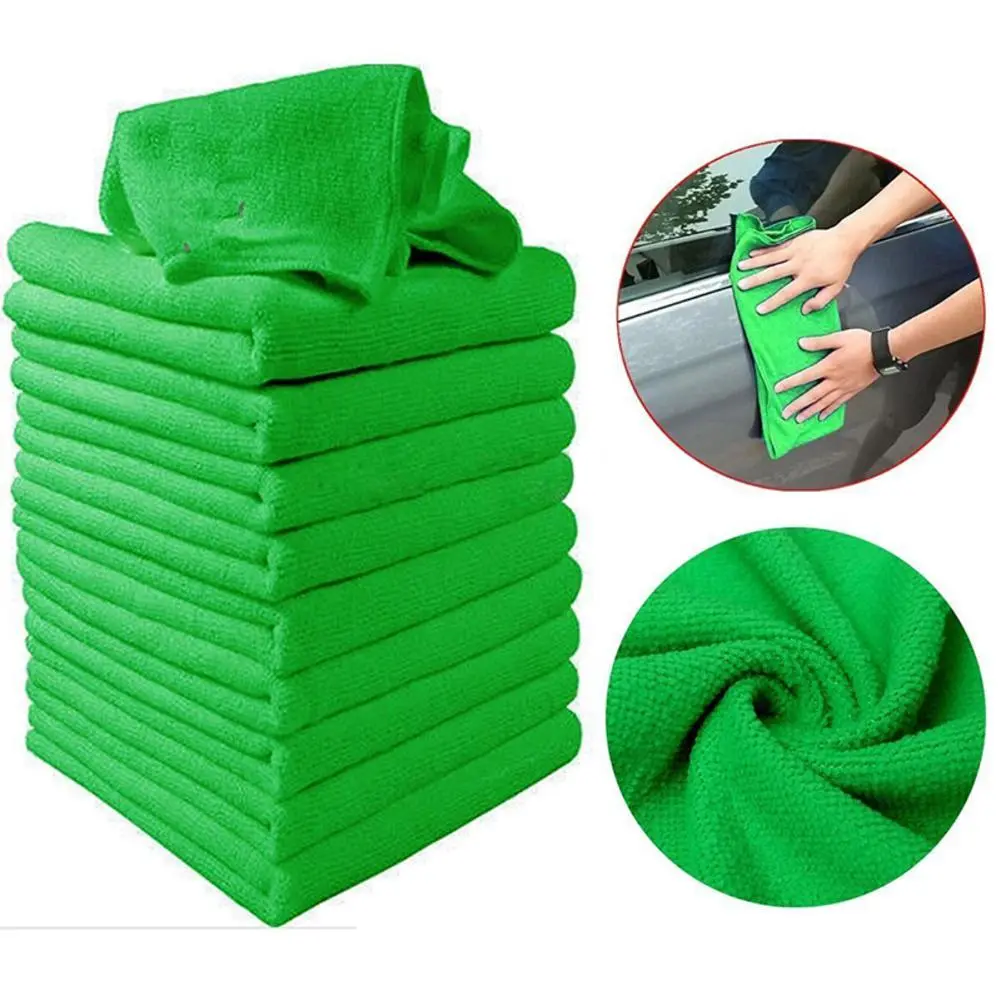 Green 30*30 Car Towel Microfiber Towel Car Wipe Small Square Towel Absorbent Car Wash Cleaning Towel