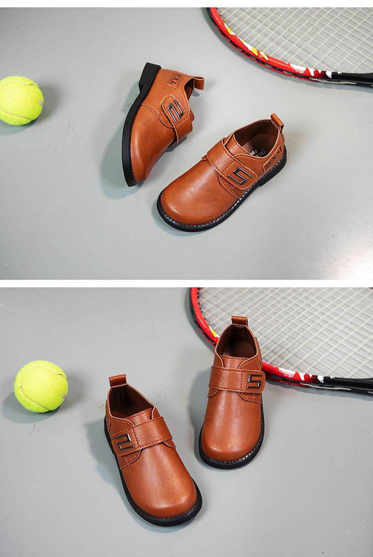 Product Introduction of Spring and Autumn New Black Breathable Casual British Leather Shoes Hollow Velcro Hole Student Soft Bottom Lazy Boy's Shoes 27