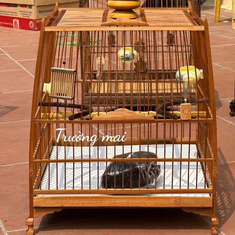 Khung lồng chim chào mào thái đấu vuông đấu tre nóc chữ H chân lá đề 21 nan có video hướng dẫn( tặng kèm dầu bóng) TBTM011