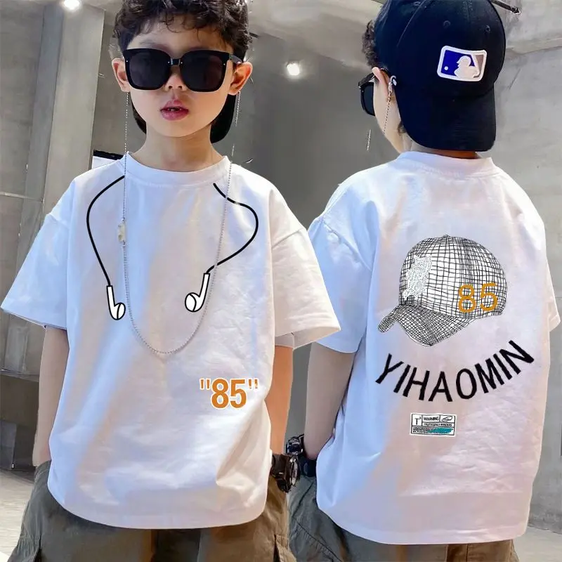 Áo Thun Cotton Ngắn Tay Trẻ Em, Phong Cách Đẹp Trai Dáng Rộng Rãi, Thích Hợp Cho Bé Trai, Hàng Mới Về, Trang Phục Mùa Hè, Áo Cho Trẻ Em, 100 Cotton