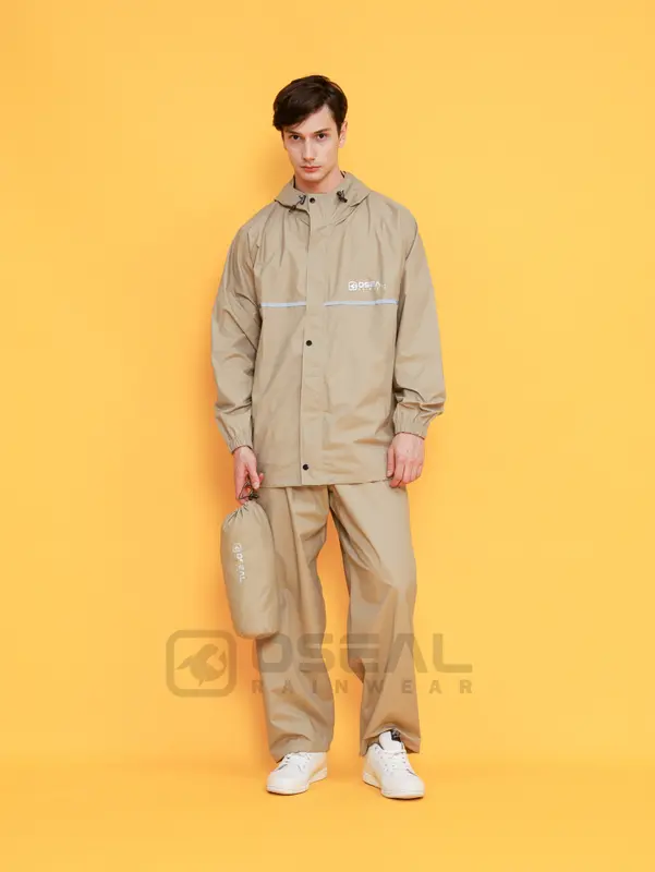 Jas Hujan OSEAL Full Seal Raincoat Mantel Pria Wanita Dewasa Shine Series Cream 0