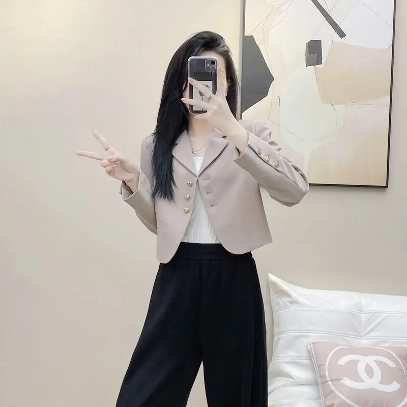 Áo khoác vest Croptop nữ dáng nhỏ kiểu mới thời trang thu xuân blazer ngắn From rộng dáng mỏng 2 lớp Cao cấp phong cách hiện đại 4