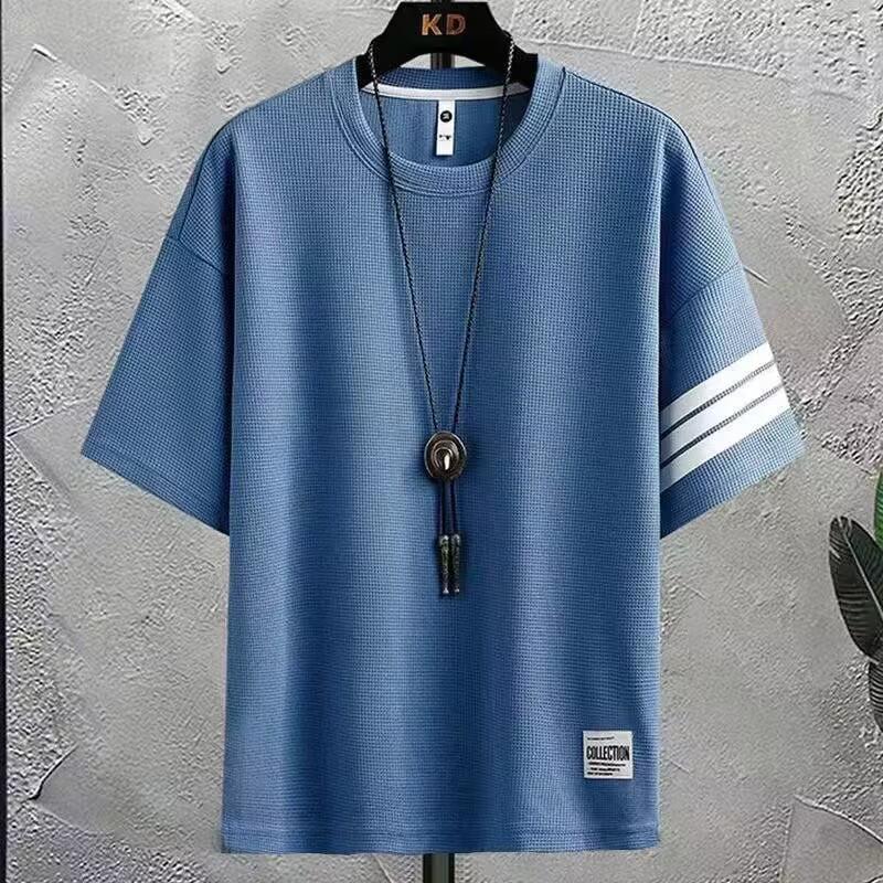 Product Introduction of Men's Summer Short Sleeve T-Shirt & Shorts Set - Casual Waffle Knit Outfit |   Trendy Sporty 2-Piece Lounge Wear |   Lightweight Comfort Clothes 10