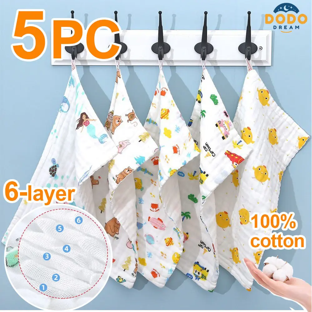 Cotton Towel For Baby 6-layer Gauze Cotton Towels for Kids Square Face Towels Absorbent Cotton Towel Bimpo Towel Cotton for Kids 25*50cm