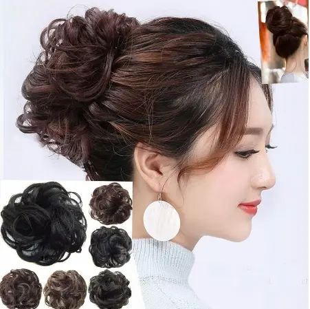 rambut cepol keriting hitam cokat praktis 0
