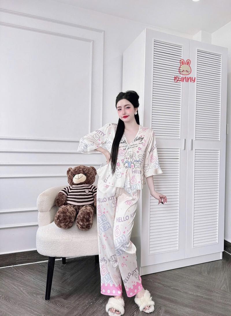 Product Introduction of Pyjama TNQD form babydoll - tay lỡ - chất liệu lụa latin - size <58kg Nữ 8
