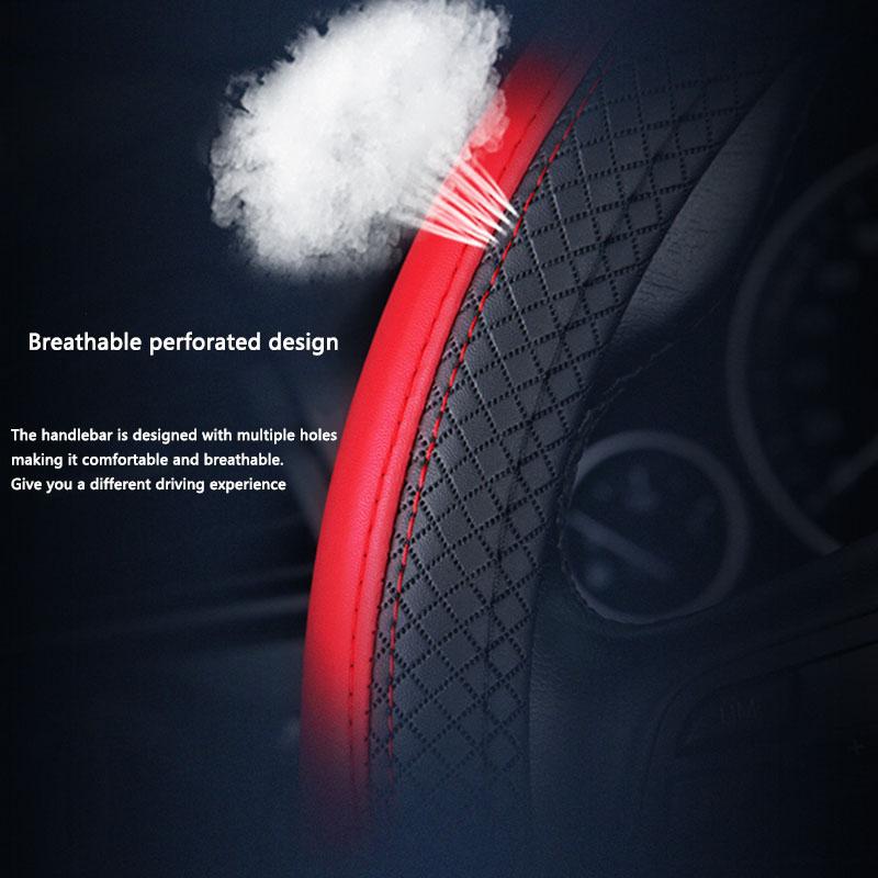 38CM/Hyundai Elantra Grand Starex Santa Fe Sonata Tucson Matrix Accent color matching breathable and anti-slip high-end steering wheel cover suitable for all seasons 3