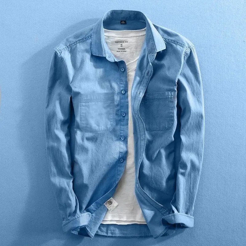 KEMEJA JEANS ZERONES LENGAN PANJANG/JEANS WASH ORI