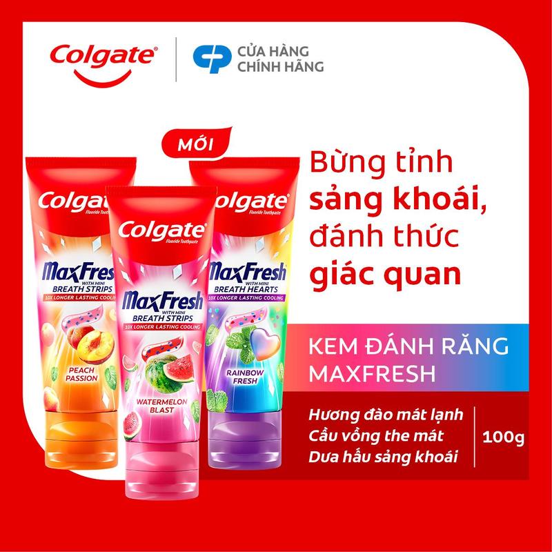   MỚI  Bộ 3 Kem đánh răng Colgate MaxFresh Hương nhiệt đới tinh thể cầu vồng the mát 100g  tuýp 
