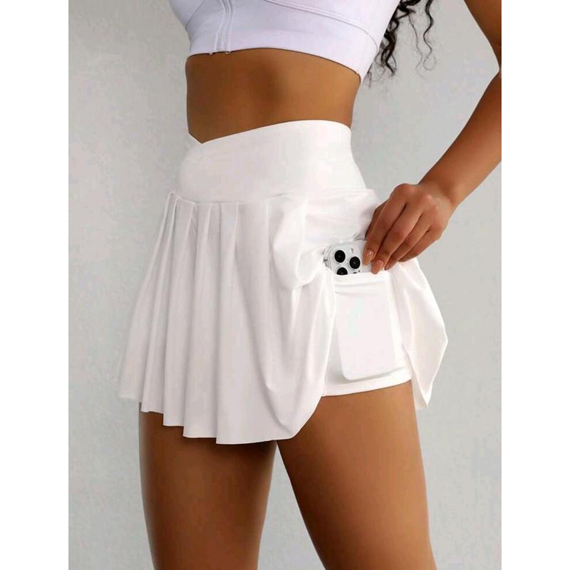 SHEIN With My Calm Wide Waistband Pleated Sports Skort With Phone