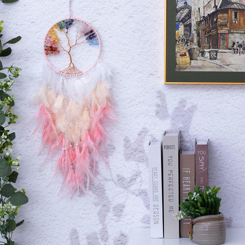 Hanging Dream Catcher, 1 Count Tree Of Life Feather Dream Catcher Hanging Decor, Room Decor Hanging Ornament, Craft Gift for Friends 4
