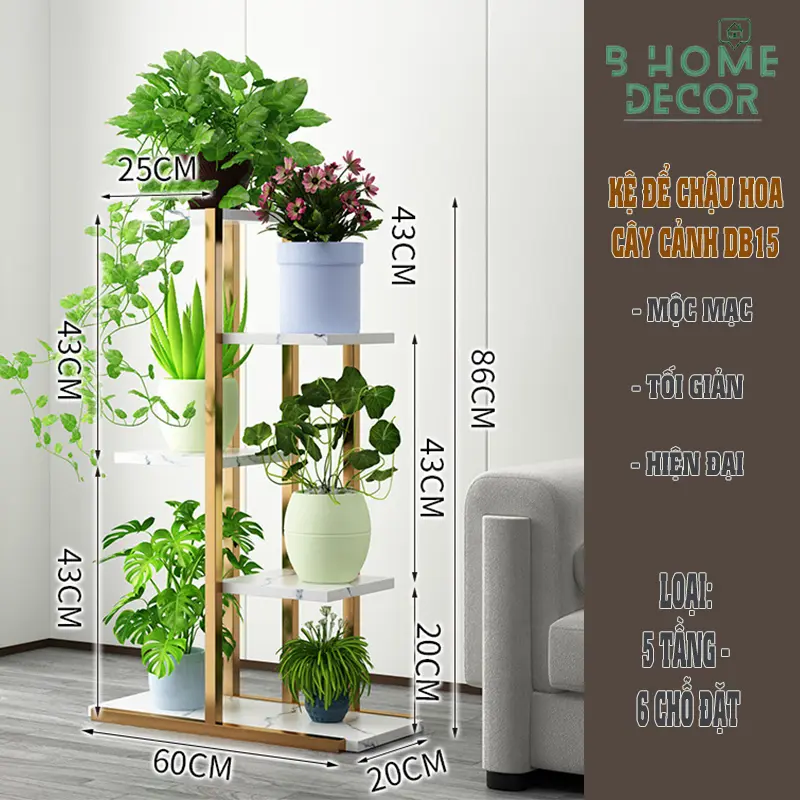 Kệ Khung Sắt nhiều tầng để chậu hoa cây cảnh, trong nhà và ngoài trời BD15 8