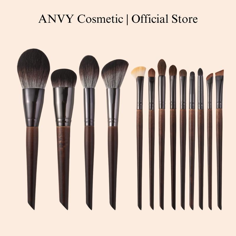 Bộ cọ thân gỗ sồi cao cấp 13 cây trang điểm chuyên nghiệp - Cán gỗ sồi kết hợp inox cao cấp Cosmetic - Mỹ phẩm