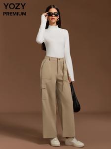 YOZY Women's Solid Button Pocket Wide Leg Pants & Long Sleeve Bodysuit Two-piece Set, Casual Fashion Cozy Two Piece Outfits for Daily Outdoor Wear, Women Clothes for Spring & Fall, Valentine's Day Outfit