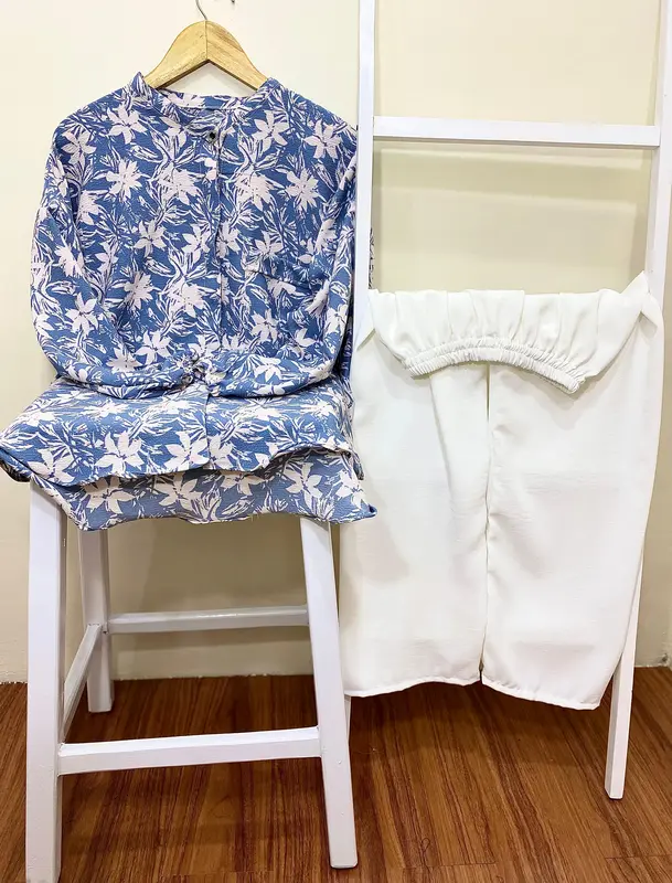 FIRA SET MOTIF l CRINKLE CEY AIRFLOW Premium Polos Baju Panjang Celana Wanita 8
