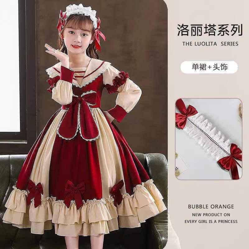 Váy Công Chúa Lolita, Cho Bé Gái, Hàng Mới Về 2024, Váy Dài Tay, Quần Áo Mùa Thu Cho Trẻ Em, Phong Cách Preppy, Váy Thời Trang 4