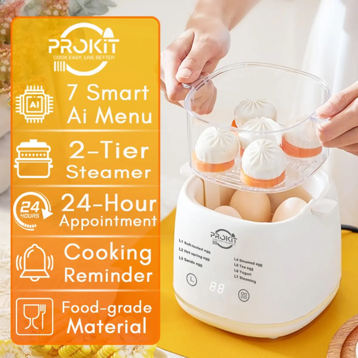 7 Mode Egg Boiler Egg Steamer Half Boiled Egg Maker Telur Separuh Masak Maker   Egg Timer Breakfast Machine Automatic Electric