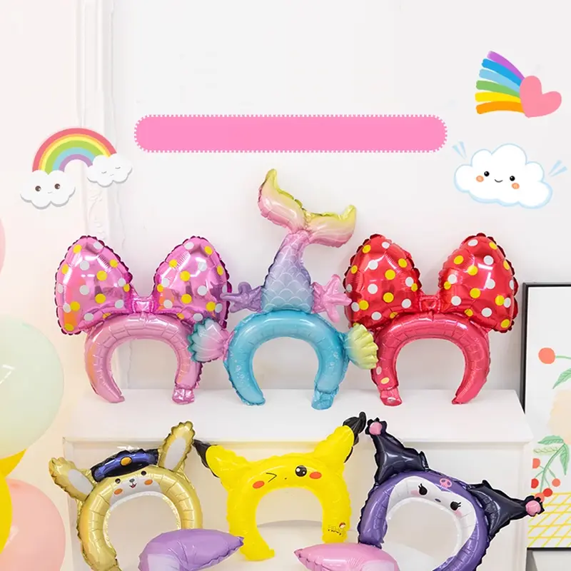 TM New Balon Bando karakter happy birthday Halloween Christmas natal kelinci mermaid baby shark cake ukuran BESAR R1189 3