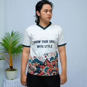 Nuswa Jersey-Jersey Sport Futsal Batik Putih Full Printing Free Request Nama Dan Nomor Punggung Bahan Dryfit Milano