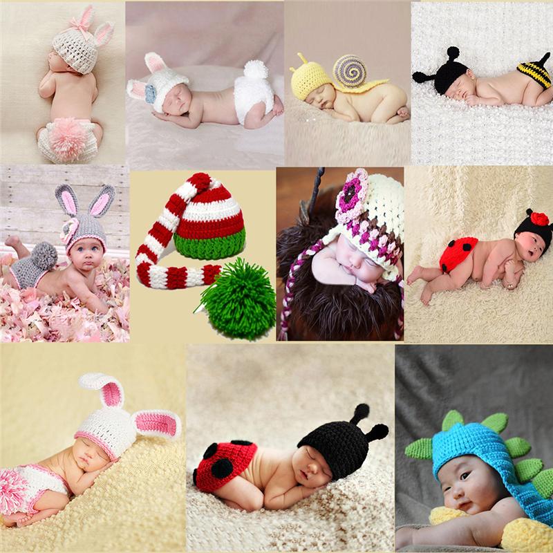 Thỏ Em Bé Đạo Cụ Chụp Ảnh Sơ Sinh Mũ Dệt Kim, Quần Động Vật, Được Xác Định 0