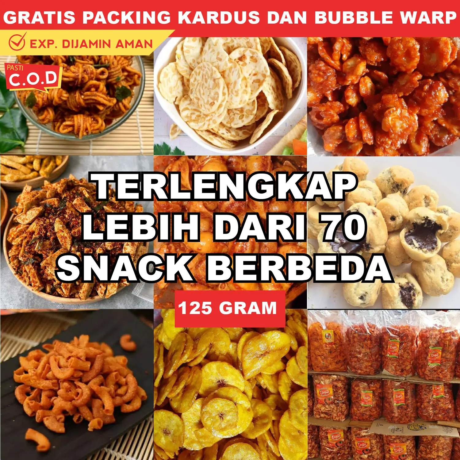 SNACK KILOAN TERLENGKAP PEDAS MANIS ASIN GURIH 125 GRAM MAKANAN RINGAN CEMILAN CAMILAN JAJANAN GROSIR MURAH Food Keripik Fries Kripik