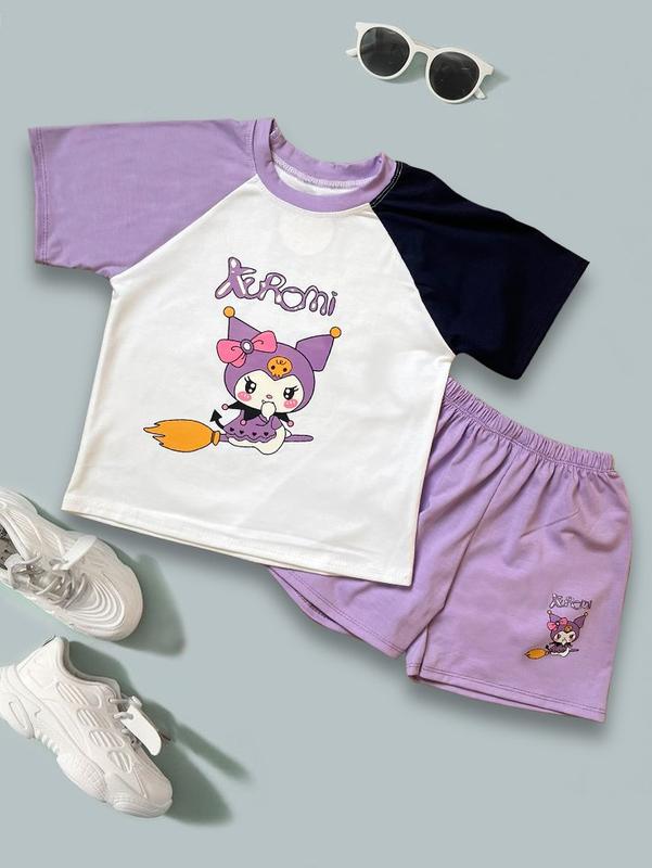 Set bộ ngắn tay kuromi, chất vải cotton mát mẻ dành cho bé gái, 4 màu đa dạng, đủ size từ 9-38kg set đồ  bé gái 3