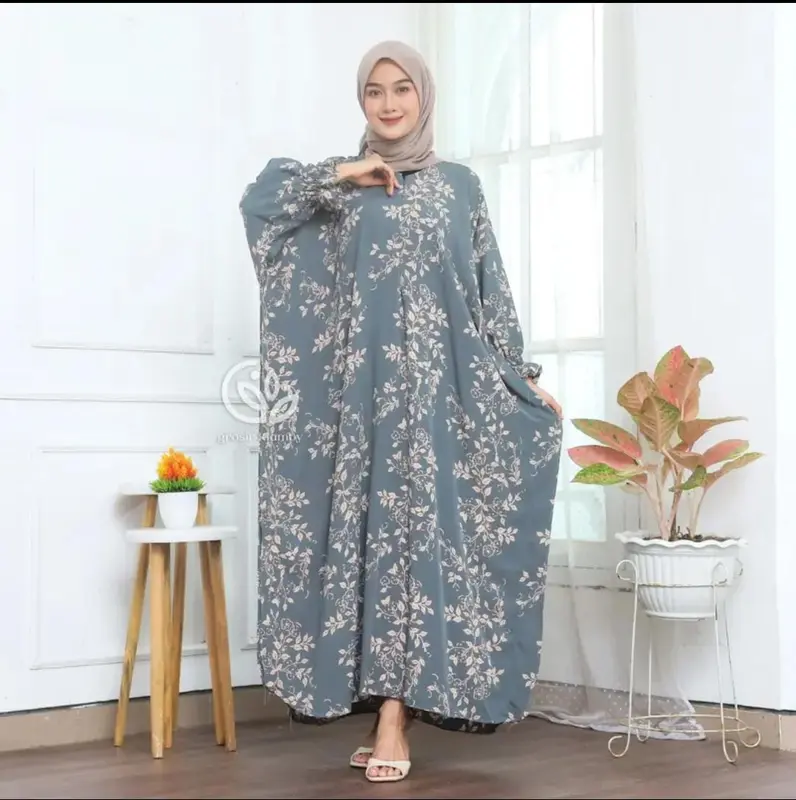 Okinawa Kaftan - Kaftan Rayon Premium Jumbo Maksi Motif Batik Bunga Melati Busui Lengan Panjang by Dasterqu 3