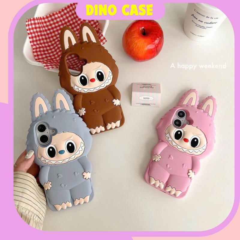 Ốp Silicon Labu Chống Bẩn Dành Cho iPhone 16 Pro Max 14 Pro Max 13 Pro Max 12 Pro Max 3D X Xs Max 11 12 13 14 15 - Vỏ Mềm Silicon Hoạt Hình - Dino Case 75 op lung Phụ Kiện Silicone