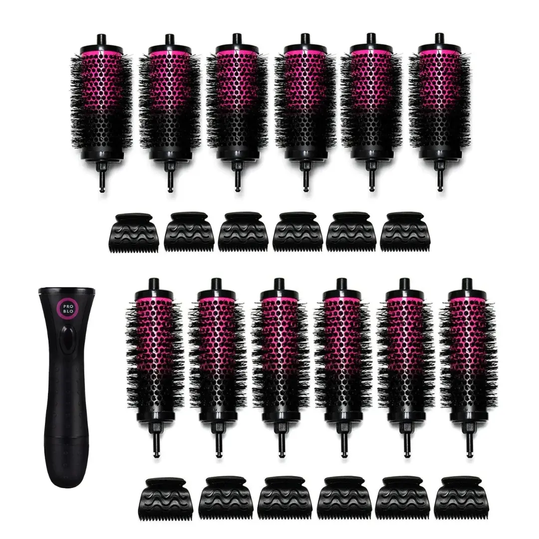 CurlME Deluxe - 12 Brush Barrels for Voluminous, Glossy Curls - Handle, Haircare