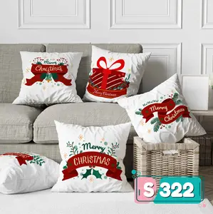 Sarung bantal sofa S322 Motif Natal Untuk Hadiah dan Dekorasi Christmas Decoration kursi halus adem ukuran 40x40 30x30 best seller minimalis bermotif print set velvet premium lembut mewah Gratis Ongkir COD promo