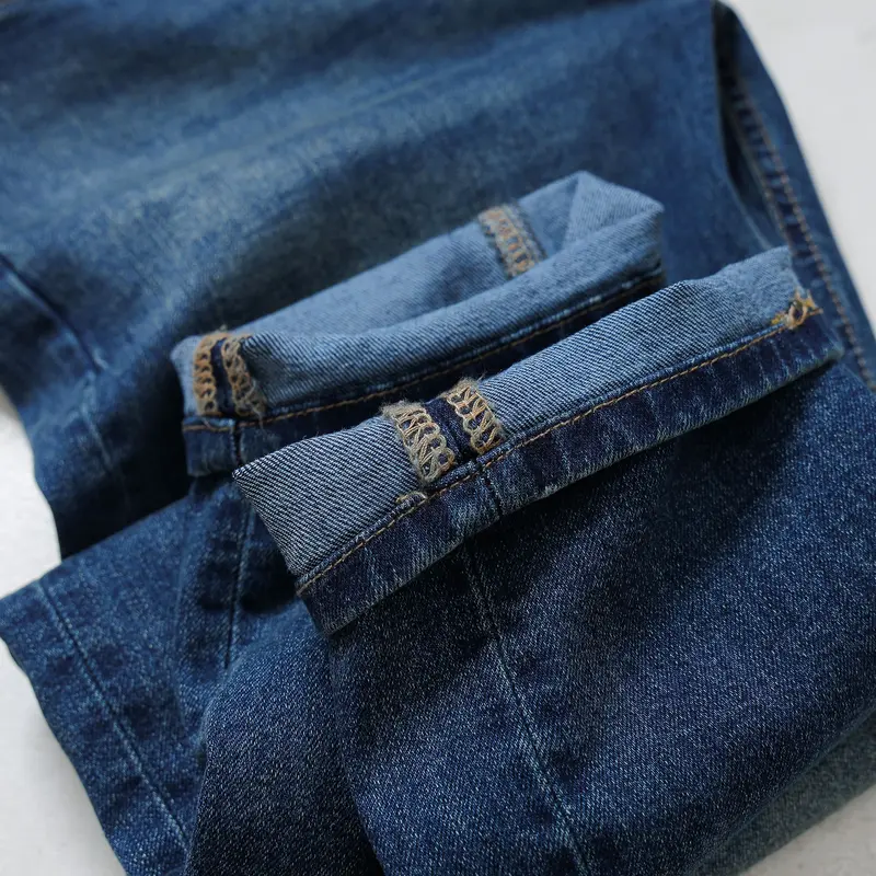 [QTV2] Quần jean nam co giãn, màu xanh dương wash trắng thời trang trước và sau, quần rin form ống slimfit_Q79 Pants Menswear Có Túi Cotton Denim 5