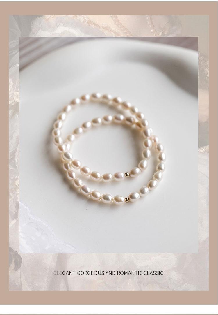 Product Introduction of Natural Freshwater Strong Light Small Rice-Shaped Beads Pearl Bracelet Female Stretch Retro Simple All-Match Niche Temperament Advanced Beaded 4