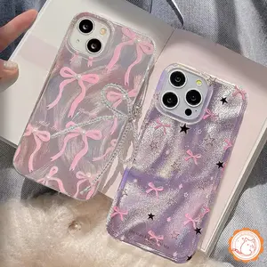 Gelang Mutiara Mewah Bulu Benang Penutup Casing Untuk Infinix Smart 8 7 6 5 Pro Hot 30i 40i 11 40 30 10 8 9 12 Pro Play Note 30 40 Pro Tecno Spark GO 2023 GO 2024 20 20C Benang Bulu Mewah Pita Simpul Merah Muda Bintang Bunga Mutiara Romantis Penutup Pita