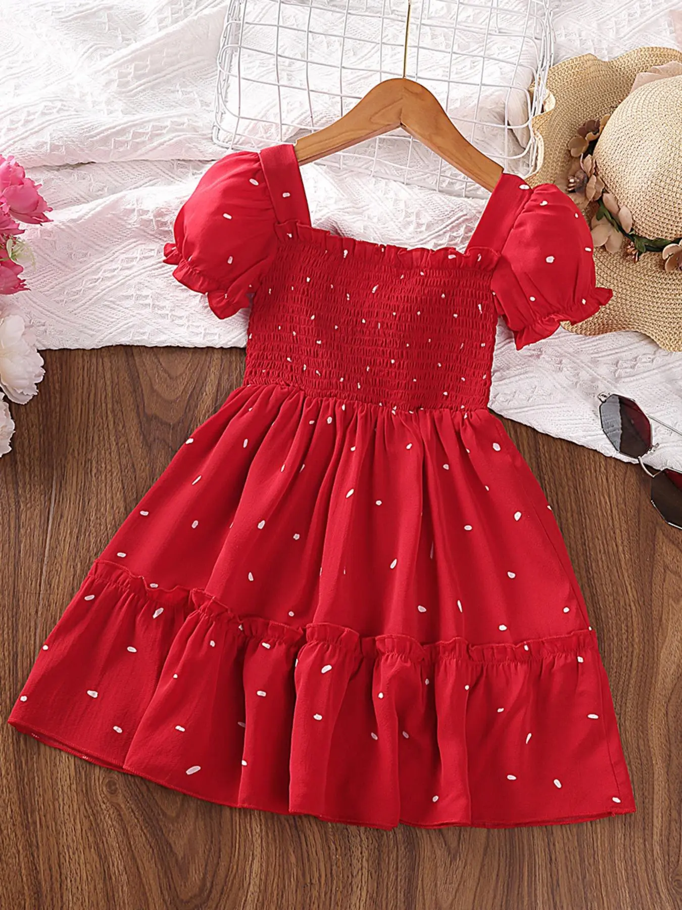 Toddler Girl's Dress, Cute Casual Puff Sleeve Dress for Summer, Kids Clothes for Daily Wear