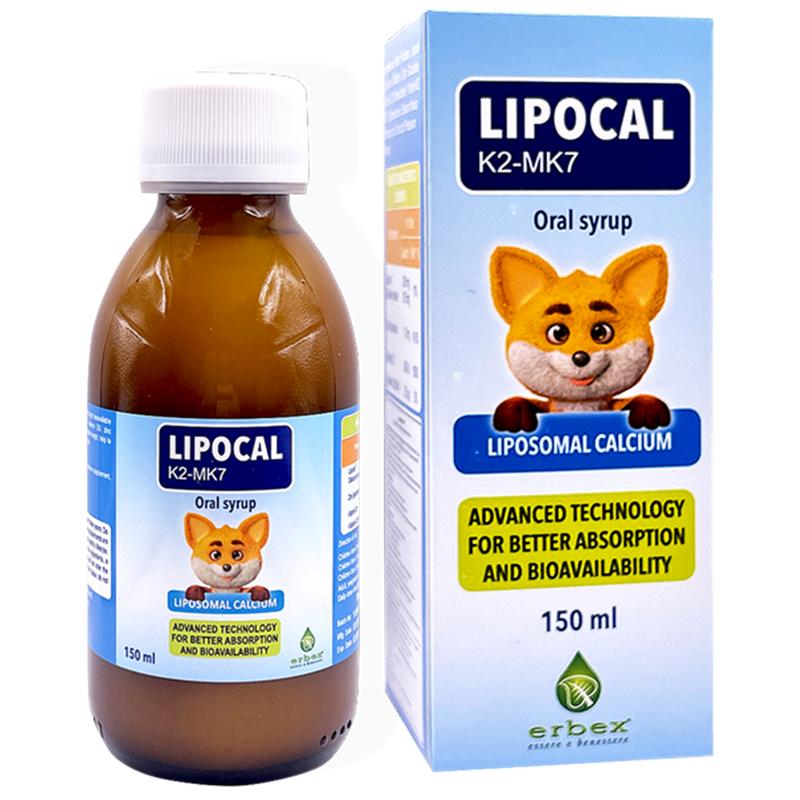 Siro Canxi Lipocal k2-mk7 Bổ sung canxi cho bé nhập Italia chai 150ml